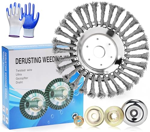 sexyhot 8 Pollici Acciaio inossidabile Testina di decespugliatore, universale Spazzola per Decespugliatore per Diserbo Erbacce di Muschio in Giardino( 200x 25,4MM)