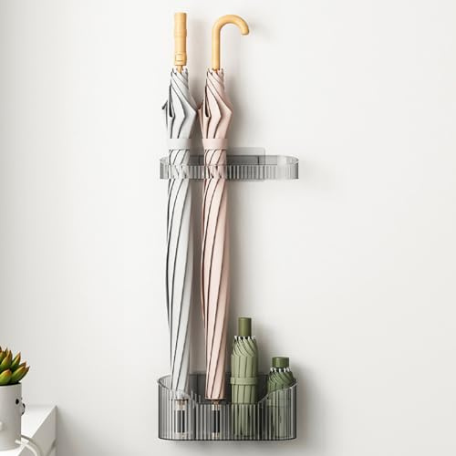 Verve Jelly 2 Pcs Wall Mounted Umbrella Holder Rack, Grey, Space Saving Organizer for Hallway, Home, Office