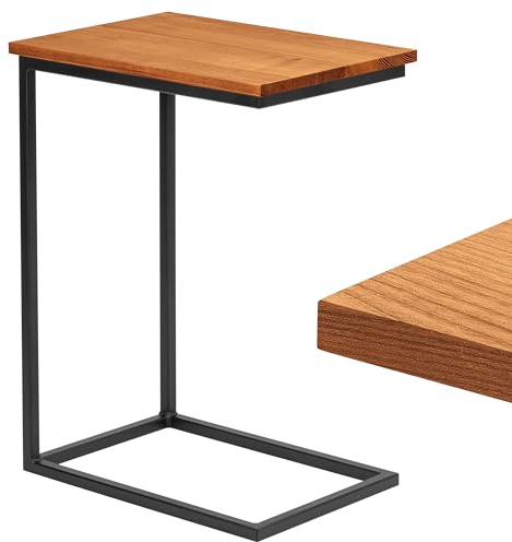 LAMO Manufaktur Beistelltisch | Laptoptisch | Sofatisch | mobiler Kaffeetisch | Nachttisch | 50x35x67 cm | Gestell Schwarz | 100% Echtholz Massiv Platte Farbe: Rustikal