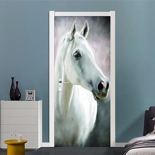 Türtapete Selbstklebend Tierisches Weißes Pferd 90 X 200 Cm Türtapete Selbstklebend Türposter,Fototapete Selbstklebend 3D Pvc Türaufkleber Diy Türbild,Türfolie Poster Tapete - Fotos Von De -8H6C/T1F7