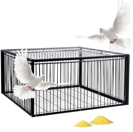 MBBTAG Piege a pigeon, Cage piège à Poulets et Oiseaux, cage piège à animaux piège à pigeons piege, piège à oiseaux avec conception anti-fuite, adapté aux terrasses, jardins et fermes(Noir,90x60x26cm)