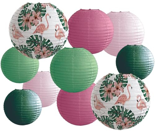 Methedeeco farolillos de Papel 30 20 25 cm Faroles de Papel con diseño de Flores Silvestres en Color Naranja Son Ideales para la decoración (Verde Esmeralda)