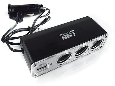 NIHUIFA Versatile 3 Way Car Socket Adapter Splitter with USB Charging Port Extension Replacement 12V/24V Triple