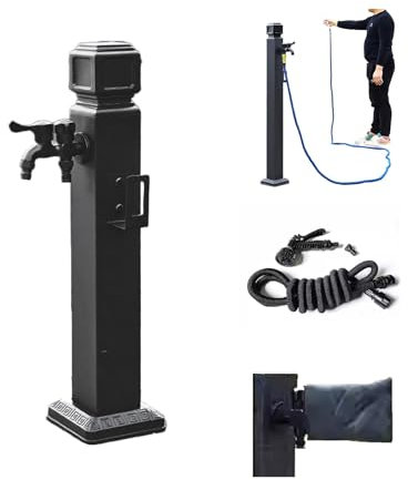 MDDKOP Fontana da Giardino con Rubinetto con Pistola a Spruzzo D'Acqua 10m Colonna D'Acqua Giardino Indipendente Fontana Rettangolare Light In Metallo 2 Prese D'Acqua Per Esterno Casa Giardino(60cm(23