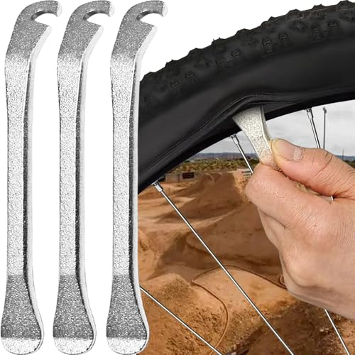 Bike Tire Levers, 3-Pcs Stainless Steel Tire Levers, Ultra Strong Bicycle Tire Levers, Bike Tire Removal Changing Tool for Road or Mountain Bike Tires, Premium Bike Tire Tool to Repair Bike Tube