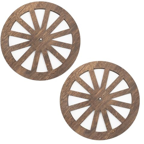 KeaJuidy 2 ruote decorative in legno, 30 cm, decorazione rustica, ruota del carrello, ruote decorative da appendere, per giardino, garage