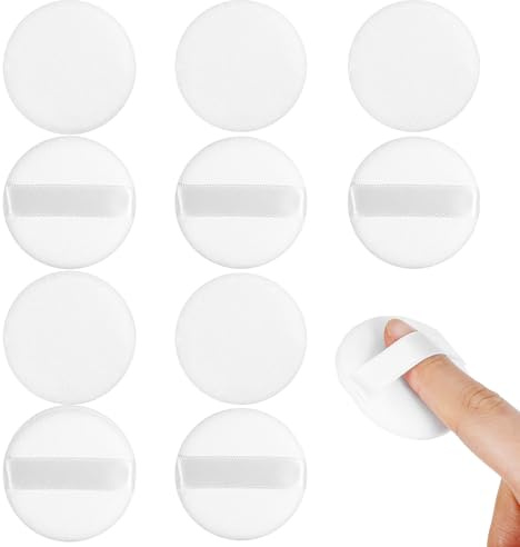 Make Up Schwamm 10 Stück, Weiß Finger Puderquaste, Mini Makeup-Puder-Quaste, Kleine Puder Pact Make-up Schwämme Mikrofaser Puderquasten für Frauen Beauty Blender Schwamm