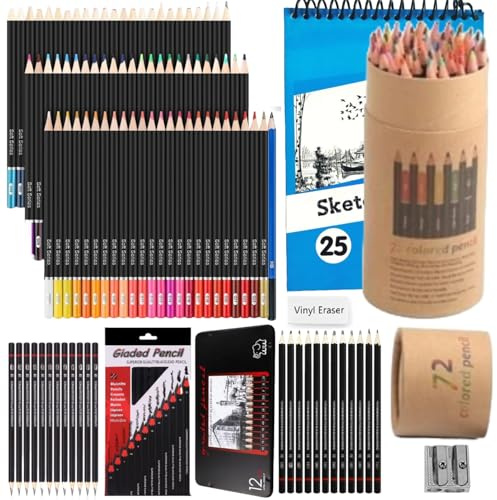 Corslet 48 st oljefärg penna set konsttillbehör konstnärsfärg set skiss kit ritning färgset för studenter vuxna konstnärer ritning skissa flerfärgad penna (set med 97 st)