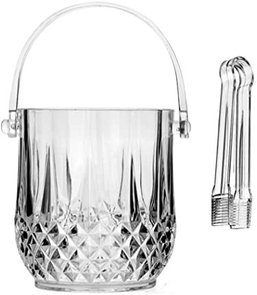 MEIZHITU Eiskübel Für Parteien Glas Eiskübel Mit Griff Eiskübel Transparent Geschnitzt Eiskübel Champagnerkübel Kühler Eimer Getränkekübel Für Zuhause Bar
