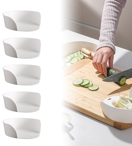 Food Prep Bowls for Cutting Board, Food Prep Bowls for Under Chopping Board, 2025 Convenient Food Preparation Tray Side Dish Plate Slide Under Cutting Board (5Pcs)