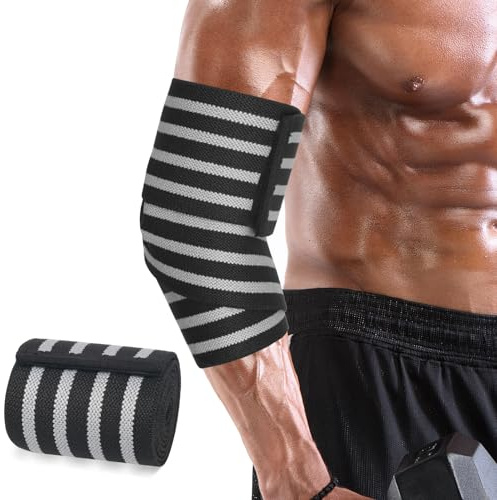 NuCamper Tutore Gomito, Fascia Di Compressione, Protezione Muscoli Articolazioni, Uomo e Donne Gomitiera, Bendaggio Antiscivolo per Palestra, Bodybuilding, Calisthenics, Allenamento, Sollevamento Pesi