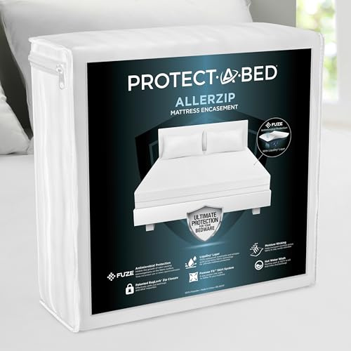 Protect-A-Bed AllerZip Zippered Mattress Encasement Full, Bed Bug Proof and Dust Mite Proof Six-Sided Mattress Protector, 100% Waterproof Washable Cover, Fits 11-18 Mattresses​