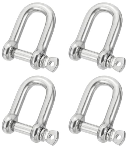 PATIKIL 7/16(11.72mm) 1940lb 316 Stainless Steel D Shackle, 4Pcs Heavy Duty Screw Pin Shackle Marine Grade for Chains Wire Rope Outdoor, Silver