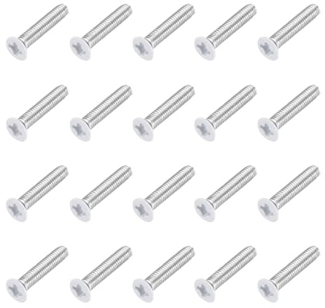 QUARKZMAN 20 Stück M3 X 14mm Senkkopf Maschinenschrauben Schrauben Weiß | 304 Edelstahl, Vollgewinde, Phillips Kreuzschlitz, Für Möbelverbindung Elektrogeräte