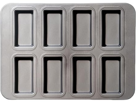 Financier Mold, with 8 Cavity Loaf Design, 25.5x20x4cm, Small Loaf Pans, Rectangle Muffin Pan, Non-Stick and Heat Resistant, for Muffin, Brownies, Cupcake, Cheesecake, Bakery