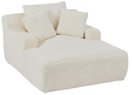 Vente-unique - Ottomane aus Cordstoff, groﬂe Rippen, Beige DONILIA