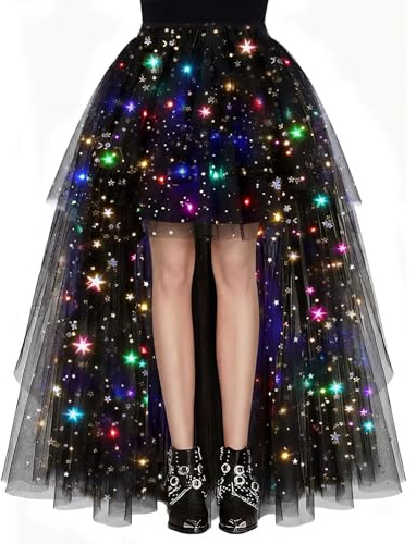 Hifot Falda Tutú para Mujer con Luz LED,Tutu Ballet Mujer Adulto Luminoso Falda de Baile LED de Princesa Vestido Corto de Baile Princesa para Fiestas de Navidad - Baterías No incluidas