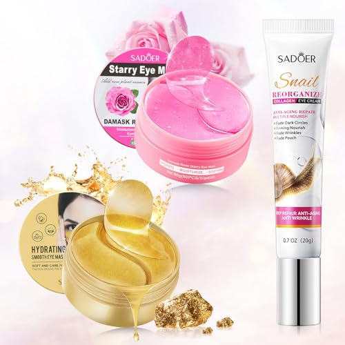 120 Stück Augenpads Gegen Augenringe Eye Patches, Augenpads Gegen Falten, Tränensäcke, Under Anti Aging Hyaluron Eye Pads Kollagen Mit Anti Falten Snail Augencreme,Skincare Geschenke für Frauen Männer