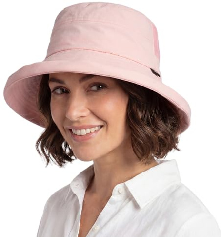 TOP-EX UVCoolix™ Cooling Sun Hat for Women with Ponytail Hole Wide Brim UV Protection Bucket Hat for Travel Beach Packable Outdoor Lightweight Gardening Hiking Fishing Camping Pink L/XL