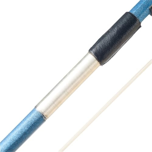 Geigenbögen In Voller Größe Blaue Kohlefaser Mit Silberfaden Umwickelt Doppelter Fischaugen-Saitenhalter Aus Ebenholz Geigenbogen(1-2)
