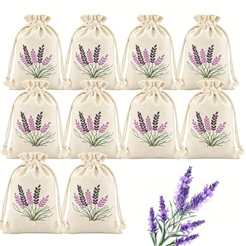 RAVNIX 10 Stück Lavendelsäckchen zum Befüllen,Lavendelsäckchen Leer,Säckchen,Kleine Baumwolle und Leinen Säckchen für Lavendel,Gewürze,Kräuter,kleiderschrank,lavendel