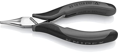 KNIPEX Elektronik-Greifzange ESD mit durchgestecktem Gelenk mit Mehrkomponenten-Hüllen 115 mm, 35 12 115 ESD