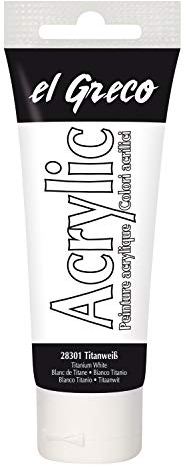 KREUL 28301 - El Greco Acrylic, 75 ml Tube in titanweiß, hochpigmentierte, glänzende Acrylfarbe in Studienqualität, buttrig vermalbar, für pastose Malerei