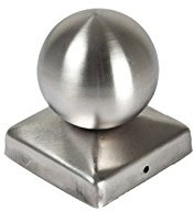 Pfostenkappe Edelstahl | Form: Kugel | im Maß 9x9 (9,1x9,1) cm eckig | rostfrei | Zaunpfostenkappen | Pfosten-Abeckkappe | Zaunkappen | Edelstahlkappen | Pfostenabdeckung | Zaunpfosten-Kappen