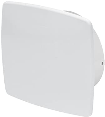 Design Badventilator hochglanz weiß Ø 100 mm mit Timer/Nachlauf und Rückstauklappe WNB100T Lüfter Ventilator Front Wandlüfter Badlüfter Ventilator Einbaulüfter Bad Küche leise 10 cm