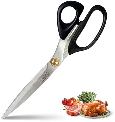 GGOMI 3T Stainless Blade Kitchen Scissors - 10.23in x 1Pack | Korean Barbecue Kalbi Rib Chicken Meat Cutting | Sharp Heavy Duty Multipurpose Kitchen Shears for Cutting Dishwasher Safe (GG130, Black)