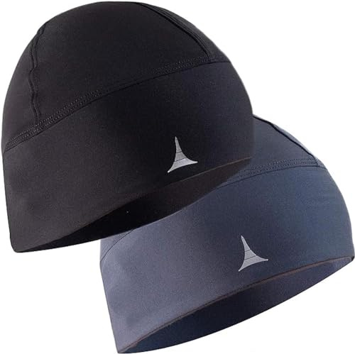 Berretto Cuffia Sottocasco - Massima Ritenzione Termica e Assorbimento del Sudore Ottimale - può Essere Indossato sotto Il Casco - Pack da 2 : Nero e Grigio