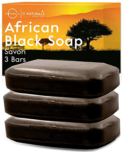 O Naturals Moisturizing Soap Bars - Natural Soap Bar, Organic Soap - Body Soap Bars, Face Soap & Hand Soap - Shower Soap, Body Wash Bar - Stocking Stuffers for Adults (3 pieces, African Black Soap)