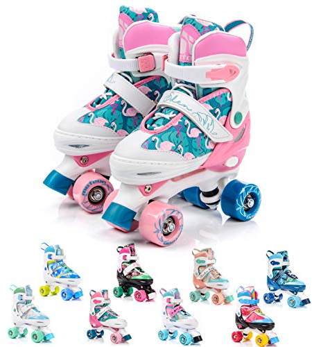 meteor Retro Rollschuhe Disco Roll Skate wie in den 80er Jahren Jugend Roll-Schuhe Kinder Quad Skate 5 Verschiedene Farbvarianten Inline-Skates Einstellbare Größe des Schuhs L 39-42