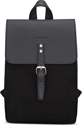 Expatrié Rucksack Damen Klein Schwarz - Anna - Eleganter Kleiner Tagesrucksack Für City, Stadt - Damenrucksack 5L - Baumwoll Canvas - Wasserabweisend
