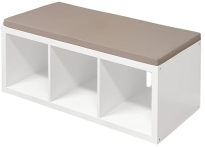 Kallax Sitzauflage in Hellgrau | Sitzpolster für 3er Kallax | 111 x 39 x 4 cm | 100 % Baumwolle | Strapazierfähig und langlebig | Fester Halt durch Anti-Rutsch-Pads | Ideal für Kallax Sitzbank