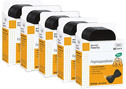 Werosmart® Pflasterspender-Einsätze Fingerkuppenpflaster 8 x 4,5 cm (5 Stück) Vorratspackung (Textil | Schwarz | Extrastark)