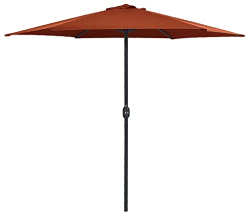 vidaXL Parasol de Jardin et Mât en Aluminium, Pare-soleil de Patio, Abri de Soleil, Parasol de Terrasse Arrière-cour Extérieur, 270x246 cm Terre Cuite