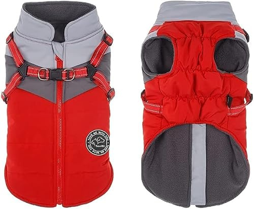 Savlot Wasserdicht Hundemantel Kaltes Wetter Winter Warme Jacke für Kleine Mittlere Große Hunde Hundepullover mit Fleece Gefütterte Reflektierend Welpen Winterweste Hundegeschirr Welpenjacke XL