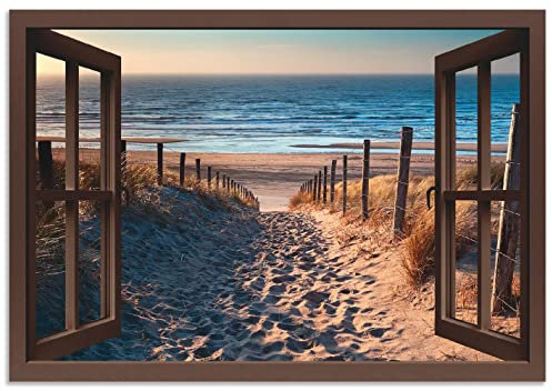 ARTland Wanddeko Wandbild Alu Verbundplatte für Innen & Outdoor Bild 100x70 cm Landschaften Fensterblick T6BW