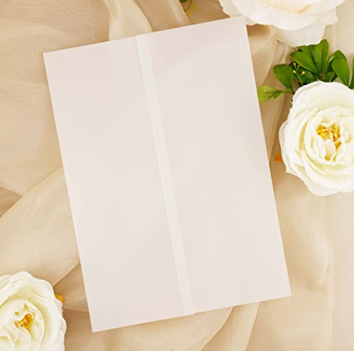 Pre-Folded Vellum Jackets for 5x7 Invitations - Vellum Paper 5x7 Jackets - 115GSM Vellum Wedding Invitations Wraps - Transparent Wedding Invitations Jacket 30 Pack