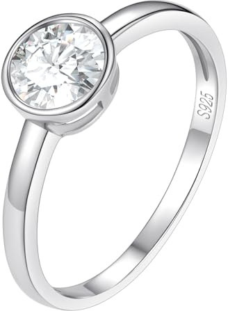 FindChic Solitär Verlobungsringe Damen Silber 925 Eheringe Vorsteckring Zirkonia Trauring Silberring mit Stein 52
