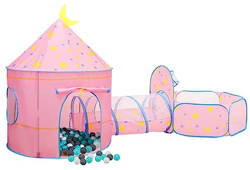 vidaXL Spielzelt mit 250 Bällen Rosa 301x120x128 cm, Spielzelt mit Bällen, Spielhütte, Zelt mit Bällen, Spielhaus, Zelt, Kinder Spielzeug, Bällebad