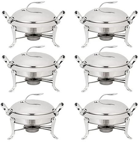 3L Chafing Dish Set, Full Size Stainless Steel Round Buffet Server with Pans, Lid and Fuel Holders, for Catering Party Wedding Dinner Food Warmer (2/3/4/6 Pack),Gold,3 Pack