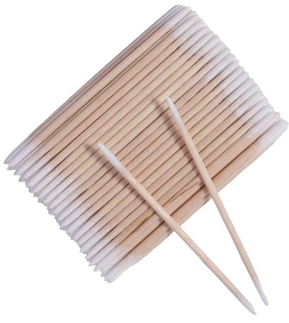 1000pcs Double Side Wood Cotton Swab Microbrush Eyelash Sticks Cleaning Swabs Nails Ear Toothpicks Cosmetic Eye Lash Glue Removing Tools (500PCS)