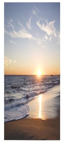 TüRtapete Selbstklebend TüRposter TüRaufkleber Tapete, Wandaufkleber für Schlafzimmer, Heimdekoration, wasserdicht, Premium Vinyl Upgrade, Sonnenuntergang, Strand, Meer, natürliche Landschaft