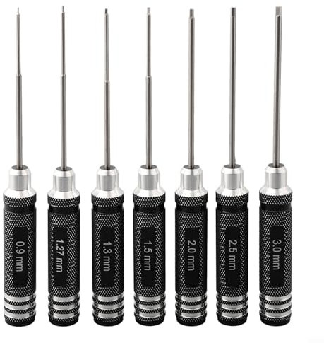 Hex Screwdriver,RC Model Screw Driver Tools, Set of 7 Hexagon Wrench Screwdrivers for Bench Work and FPV Racing Drones