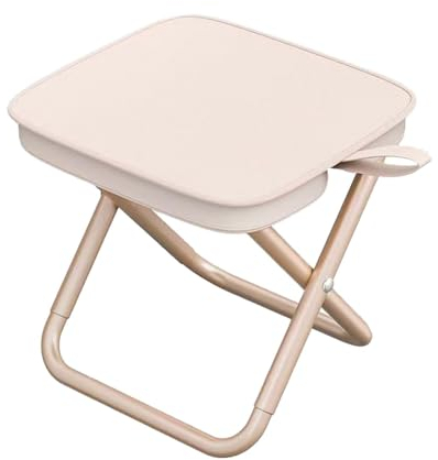 Xafrstyu Mini Campinghocker, Klappbarer, Hocker Tragbarer, Klappstuhl mit Tasche, Kompakt, Ultraleichter mit Einer Tragetasche für Garten, Strand, Angeln, Wandern, Picknick, Reisen (Beige)