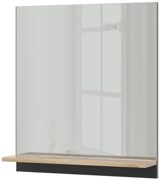 Vicco Badspiegel Marelle, Anthrazit/Artisan, 60 x 67 cm | mit Regal, geeignet zur Wandmontage im Feuchtraum