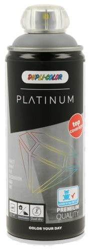 DUPLI-COLOR PLATINUM smoky grey seidenmatt 400 ml - Sprühfarbe | Premium Lack-Qualität mit exzellenter Deckkraft, UV-beständig, schnelltrocknend, für Holz, Metall, Stein, Glas & Kunststoff