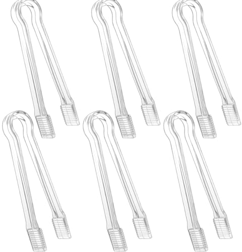 Lot de 6 pinces de cuisine transparentes jetables en plastique pour servir des aliments, de la glace, de la salade, du barbecue, des cookies (16 cm x 2,1 cm, poids 0,02 kg)